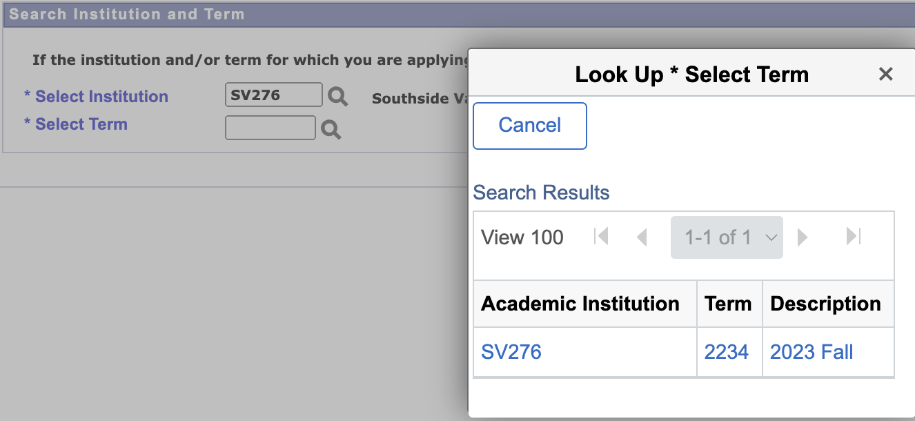 Screenshot Lookup Select Term